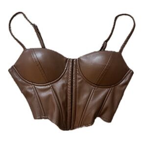 Windsor Chocolate Faux Leather Bustier